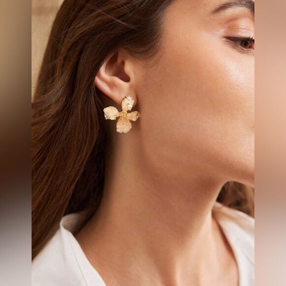 Crystal flower earrings M832 - Picture 1 of 5